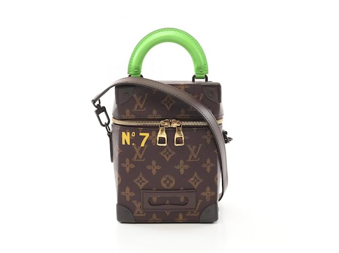 Louis Vuitton Vertical Box Trunk Monogram Handbag Brown Green Leather Cloth Plastic  ref.2156905