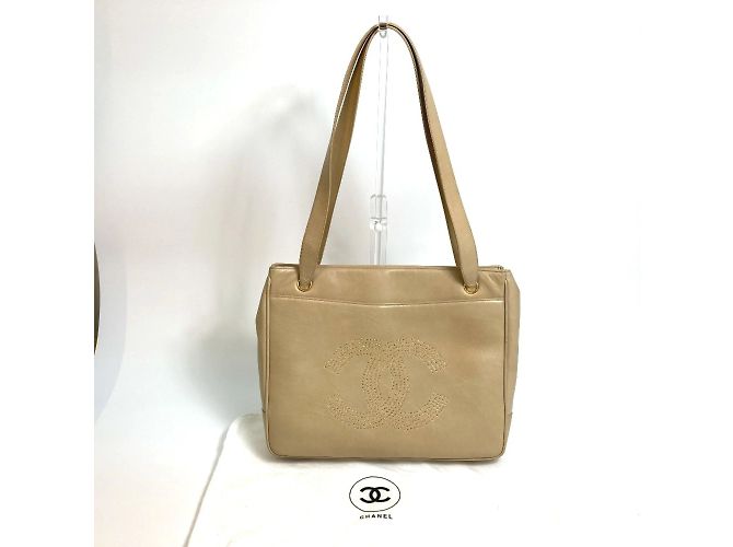 Sac à épaule Chanel CC Coco Mark Studs Beige