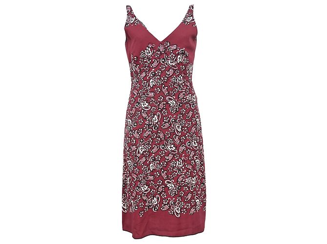 Abito midi stampato con scollo a V Marc by Marc Jacobs in rayon rosso Bordò