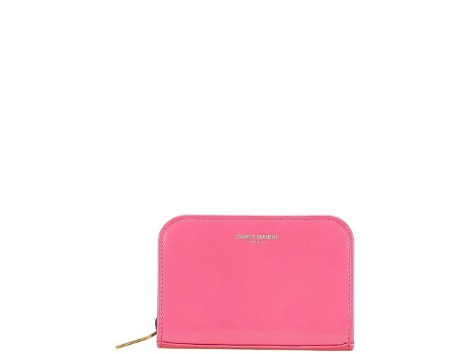 Monedero de cuero rosa Saint Laurent