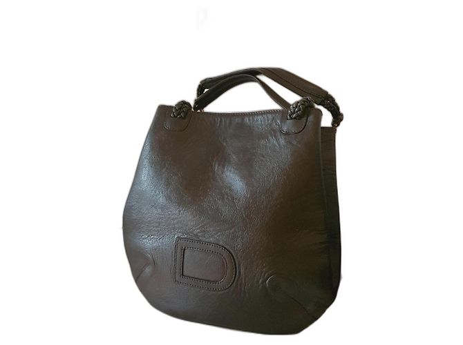 Bolsa Delvaux le Louise GM Marrom Dourado