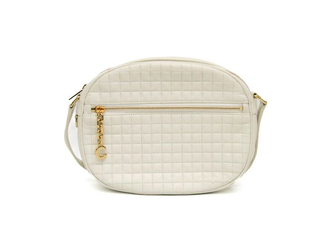 Céline Sac à main Celine C Charm Medium Camera Blanc cassé