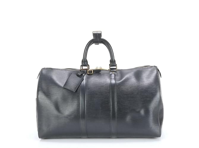 Louis Vuitton Epi Keepall 50 Noir Leather Boston Bag Black  ref.2157869