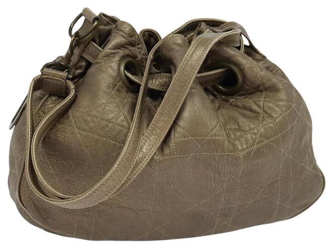 Bolsa de Ombro Canage em Couro Marrom Christian Dior Auth ep8509