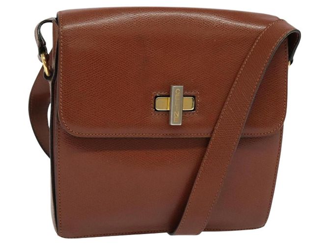 Céline Bolsa de Ombro CELINE em Couro Marrom Auth KD516