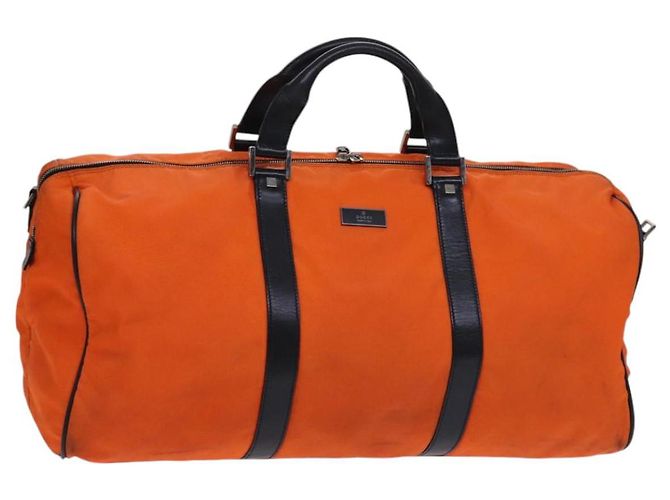 Bolsa Boston GUCCI de nylon laranja e preta Auth BD1263 Preto