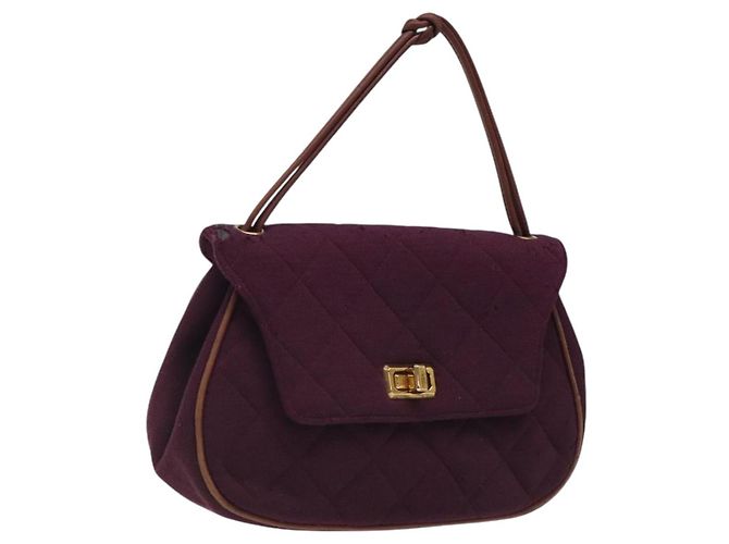 CHANEL Bolsa Matelassé de Algodão Roxa CC Auth BD1572 Roxo