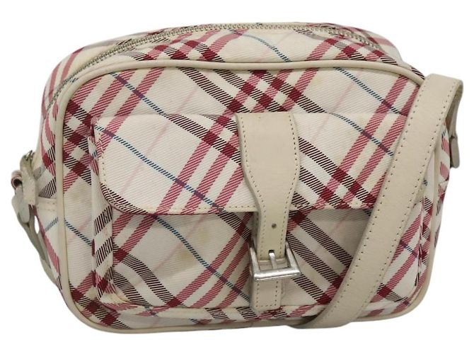 Borsa a spalla Burberry Nova Check Blue Label in nylon rosso Auth MX126