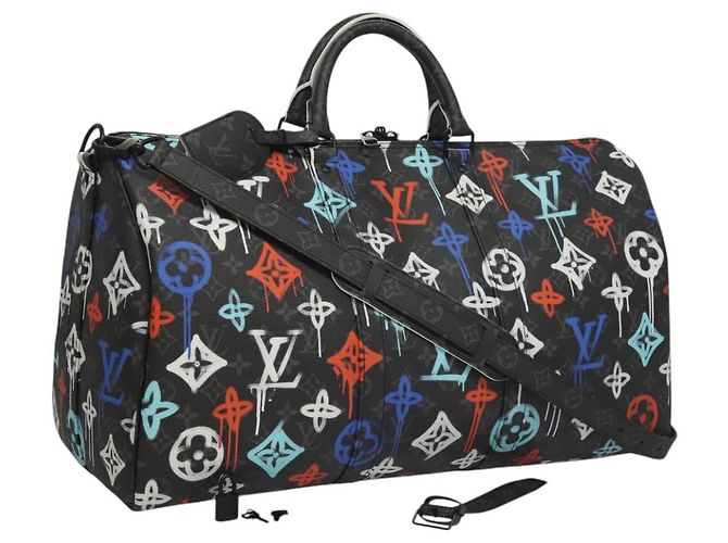 LOUIS VUITTON Monogram Eclipse Keepall Bandouliere 50 Bag M21384 Auth BD1566SM