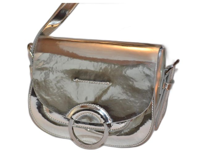 Borsa a mano Pollini in pelle argento