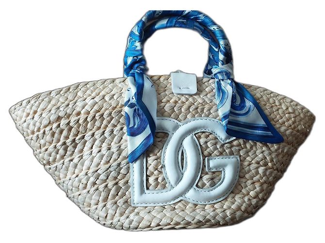 Bolsa de mão Dolce & Gabbana Kendra de palha e couro