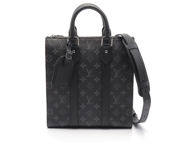 Louis Vuitton Monogram Eclipse Sac Plat Cross 2way Bag M46098 Black Cloth  ref.2158286