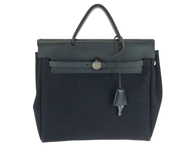Hermès Hermes Canvas/Leather Herbag Ad PM Backpack Stamp C (2018) Black
