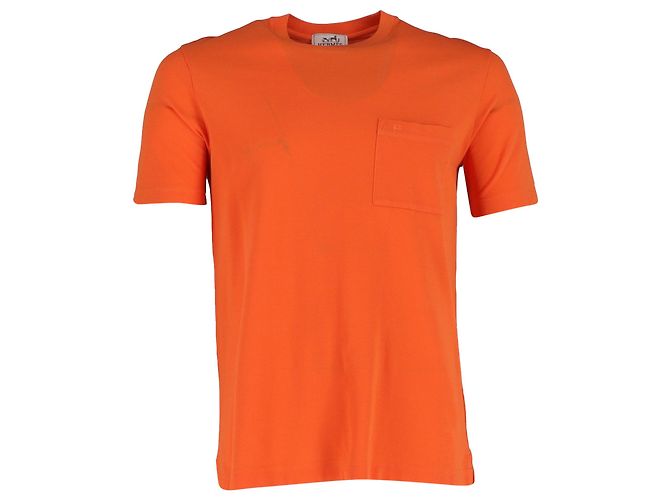 Camiseta de algodão laranja bordada 'H' Hermès