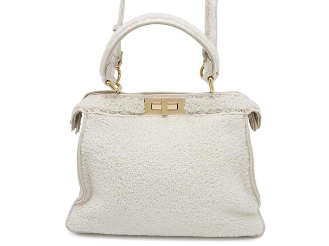 Fendi Peekaboo I See You Medium Handbag White Leather  ref.2158613