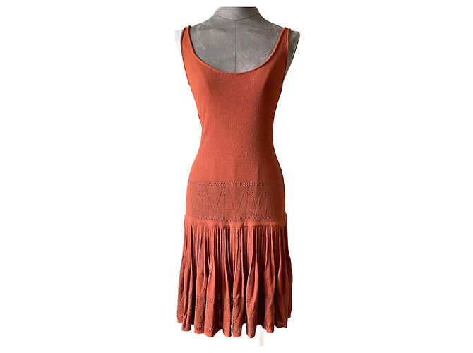 Alaïa Skaterkleid in Ockerbraun Kupfer