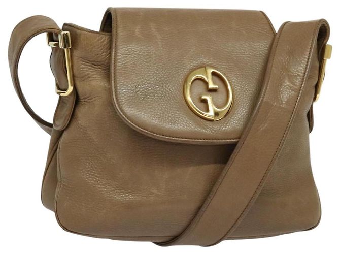 Borsa a Spalla GUCCI in Pelle Marrone Oro Auth ep8554 D'oro