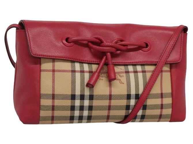 Borsa a spalla Burberry Nova Check PVC rosa beige oro Auth KD447 D'oro