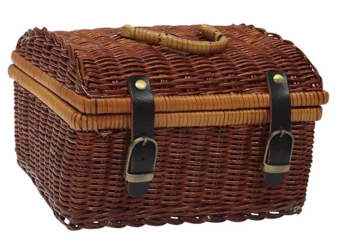 GIVENCHY Hand Bag Raffia Brown Auth BD1504