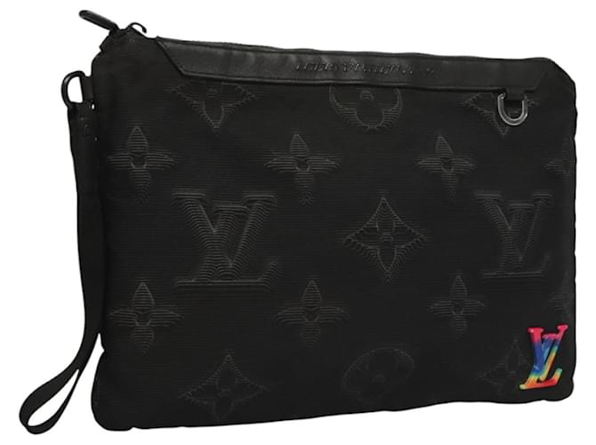LOUIS VUITTON Damier Challenge Nylon Reversible A4 Pochette M80142 LV Auth KD457 Green  ref.2158896