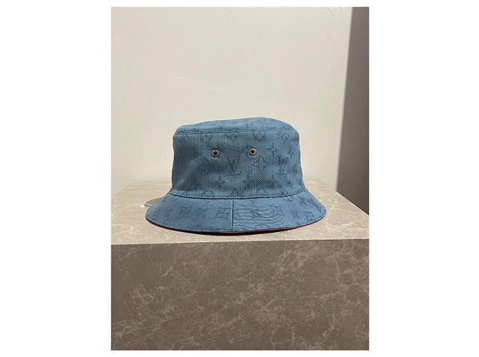 Bucket LOUIS VUITTON Cappelli T.International S Cotone Blu