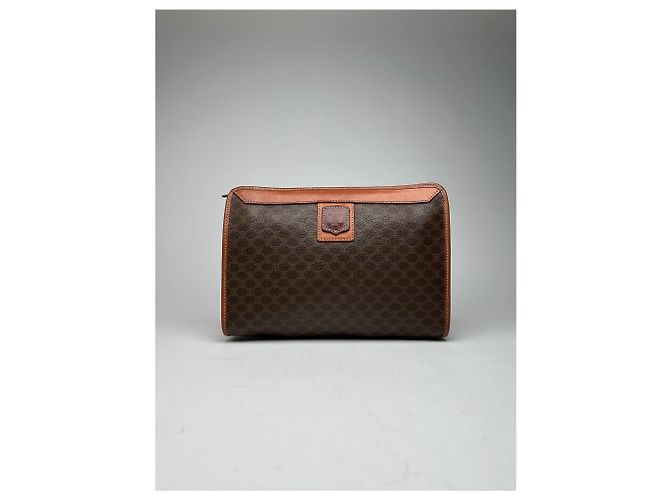 Céline Vintage Celine Paris Leder Monogramm Clutch Triomphe braun