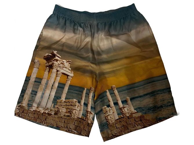 Versace Temple Silk Shorts Multicolor Multiple colors Caramel Turquoise