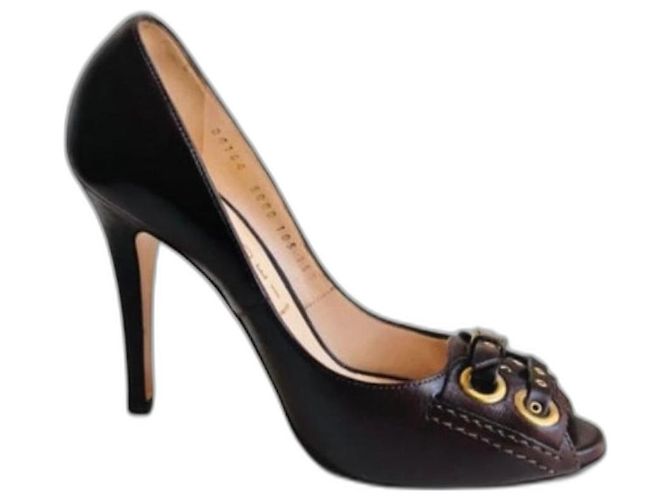Casadei braune Open-Toe-Pumps