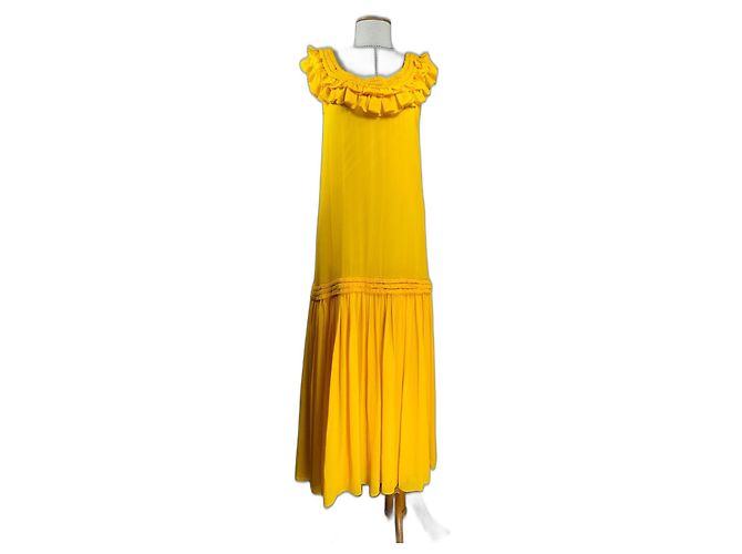 Opening Ceremony Chiffon Rüschen Maxikleid Gelb
