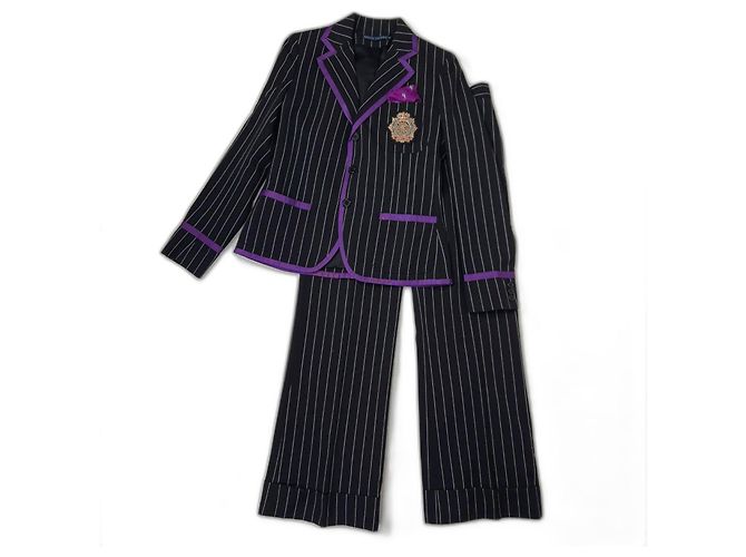Tailleur pantalone Ralph Lauren gessato y2k Nero Viola scuro
