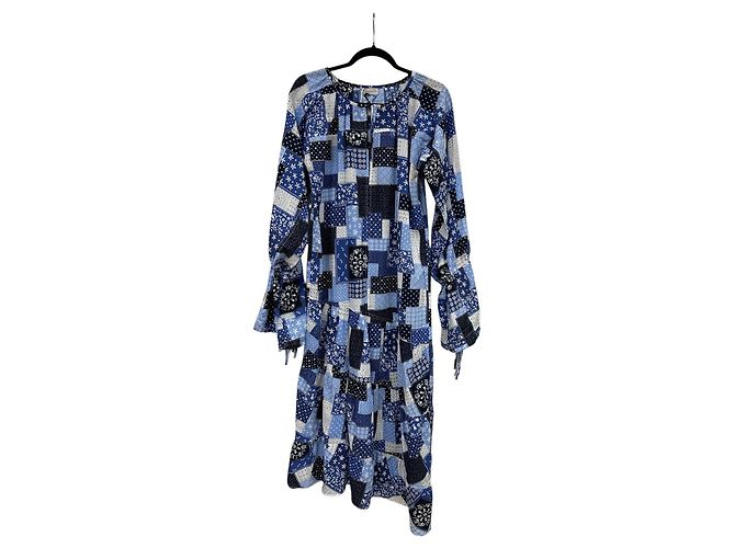 Vestido patchwork Amily By Malene Birger Azul Algodón