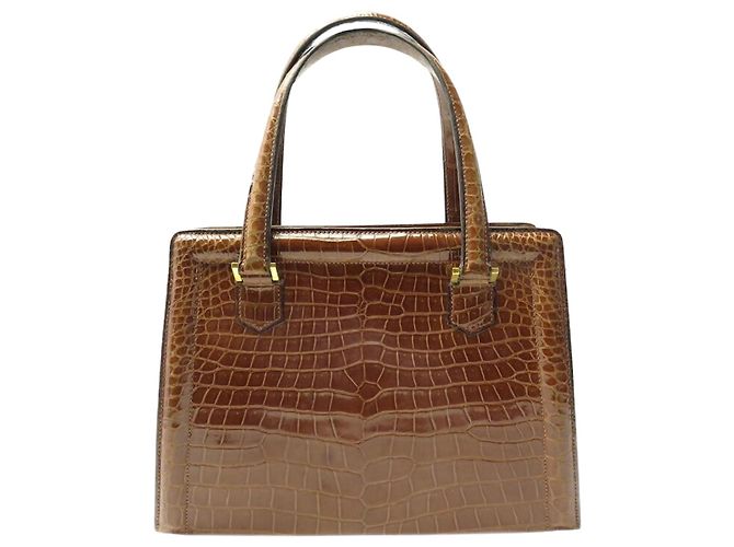 Hermès VINTAGE HERMES PULLMAN 26 BRAUNES KROKODILLEDER HANDTASCHE