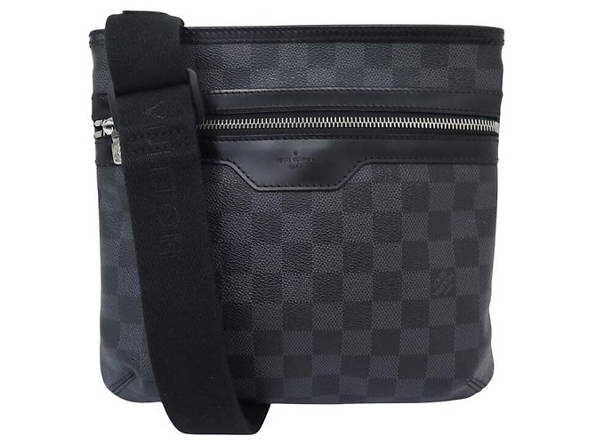 NEW LOUIS VUITTON THOMAS GRAPHITE CHECKED CANVAS SHOULDER BAG N58028 Dark grey