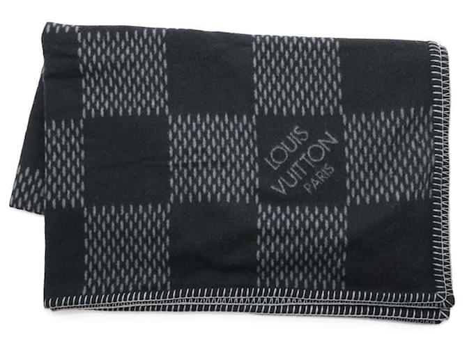 Louis Vuitton Damier Giant Blanket Brown Black Cashmere Wool  ref.2159481