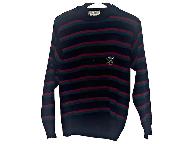 Authentic Vintage Gucci Knit Wool Web Horse Emblem Sweater Multiple colors