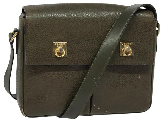 Céline Borsa a Spalla CELINE in Pelle Khaki Oro Auth KD335 D'oro Cachi