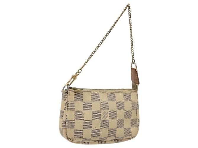 LOUIS VUITTON Damier Azur Mini Pochette Accessoires Pouch N63005 Auth BD1591
