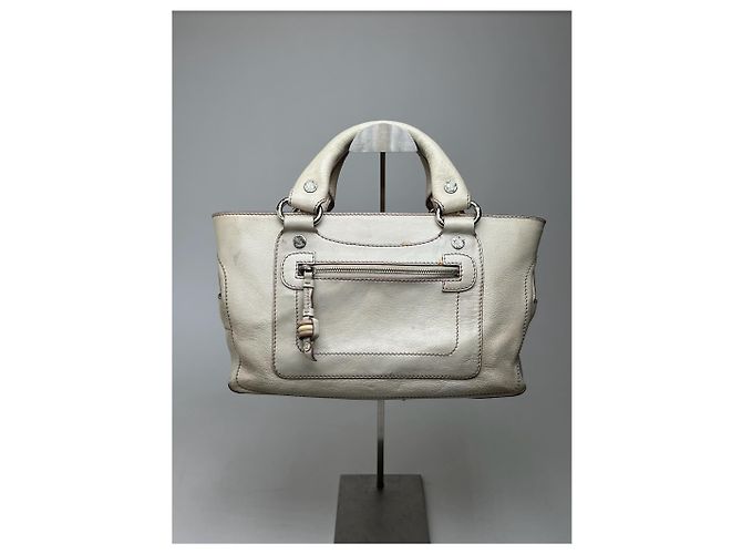 Céline Sac en cuir vintage Celine Paris blanc