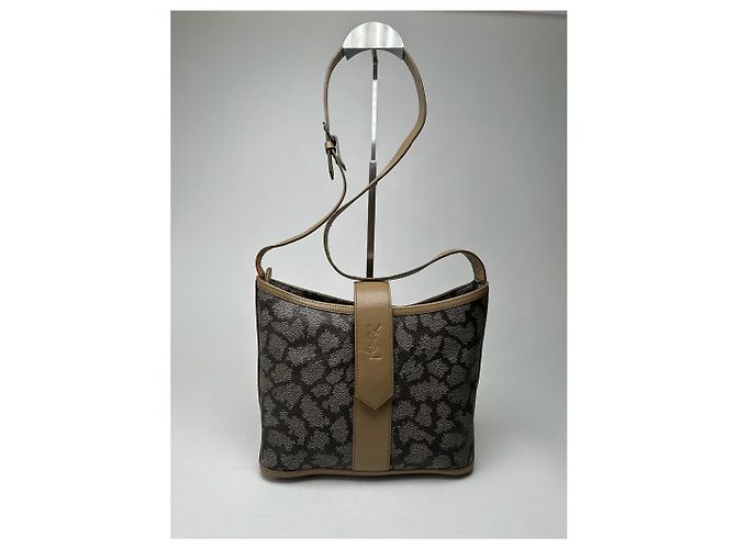 Sac à épaule en cuir vintage Yves Saint Laurent Gris