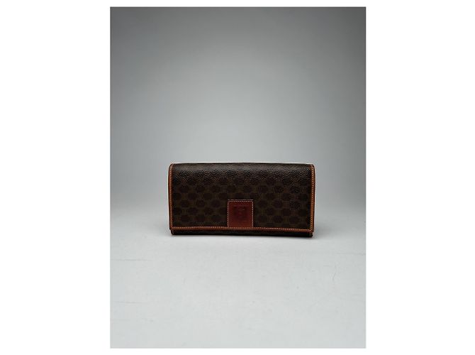 Céline Vintage Celine monogram Leather Wallet Brown