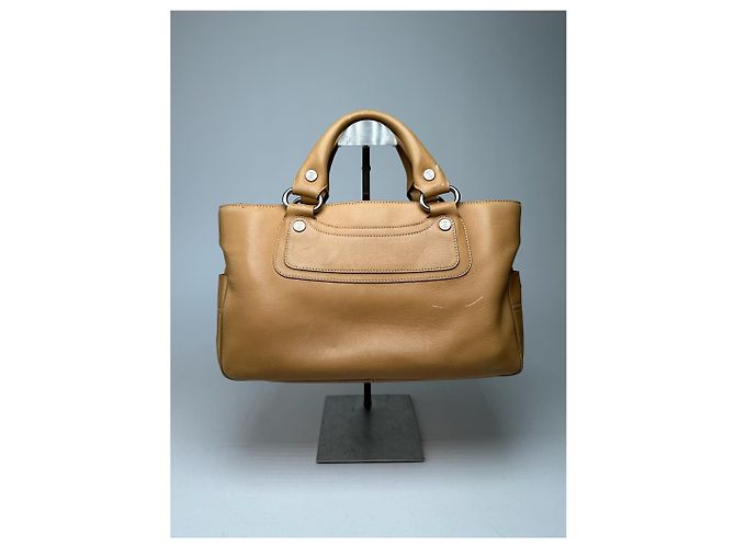 Céline Sac à main en cuir beige vintage Celine Paris Camel