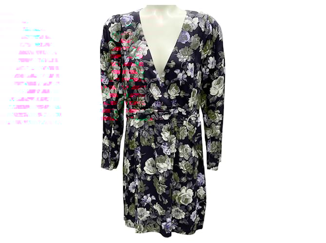 Autre Marque Ronny Kobo Black Multi Edrea Floral Mini Dress Viscose  ref.2160240