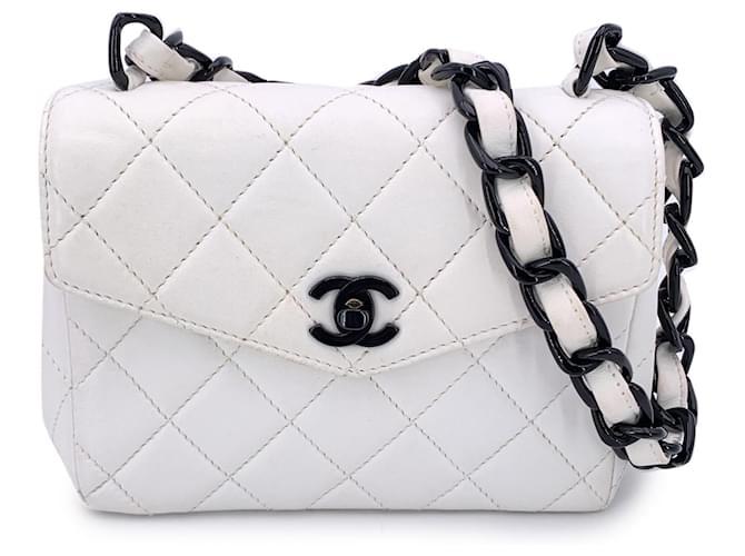 Timeless Chanel Vintage White Quilted Leather Mini Kelly Shoulder Bag  ref.2161323