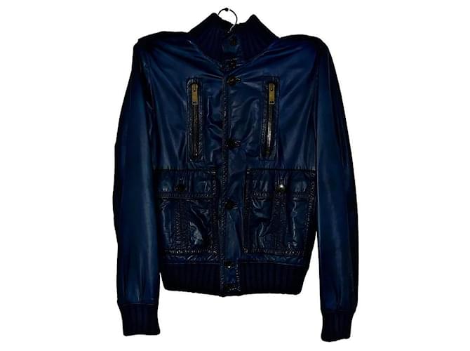 Authentic Gucci Tom Ford 04 AW Madonna Leather Bomber Jacket Blue  ref.2161357
