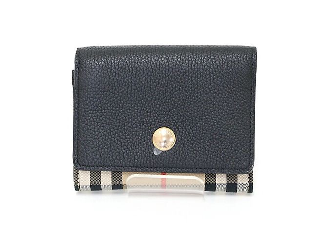 Portafoglio Tri-Fold Burberry Nero Beige