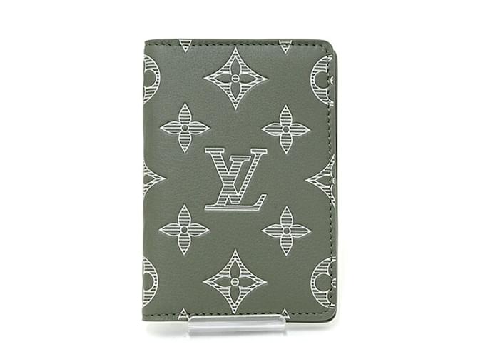 Organizer Louis Vuitton Monogram Shadow Card Case Green Khaki Cloth  ref.2161399