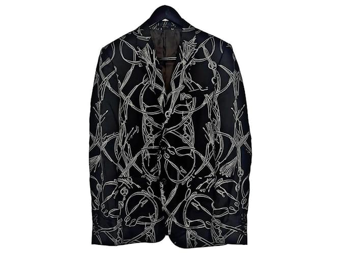 Authentic Gucci 03 AW Tom Ford Runway Equestrian Motif Silk Cocktail Blazer Khaki  ref.2161405