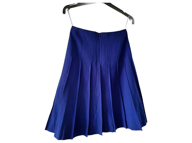 Falda plisada Hermès de lana azul real