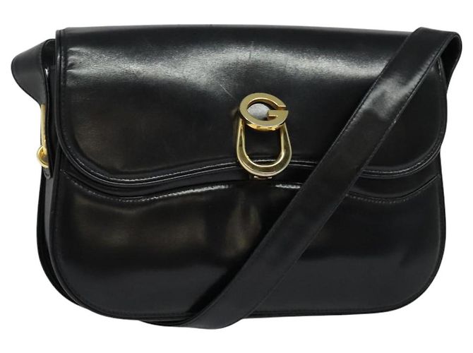 Borsa a Spalla GUCCI in Pelle Nera Oro Auth ep8582 Nero D'oro