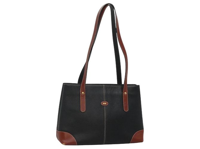 Bolsa de ombro de couro preto Auth BA1179 da BALLY